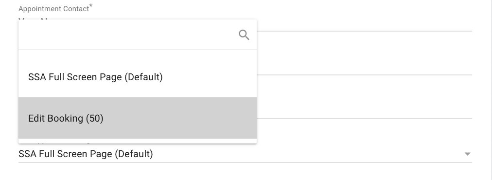 Edit Appointment Page dropdown