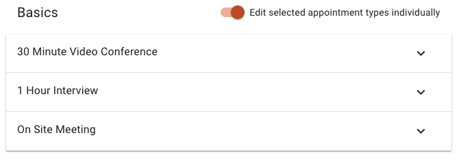Edit selected appointment types individually