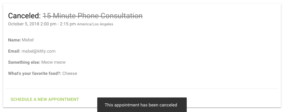 This appointment has been cancelled screenshot