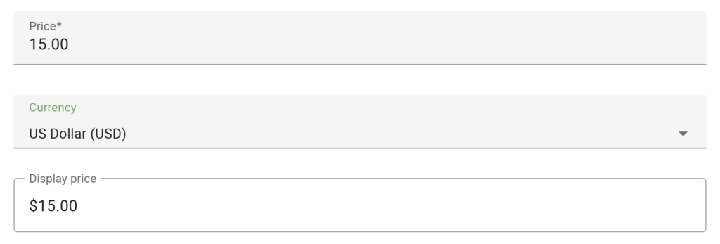 Screen shot of the price settings for an appointment type