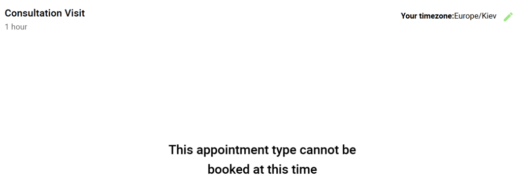 The booking window error is displayed