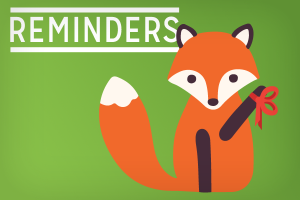 Reminders showing foxy with a red string tied around a paw