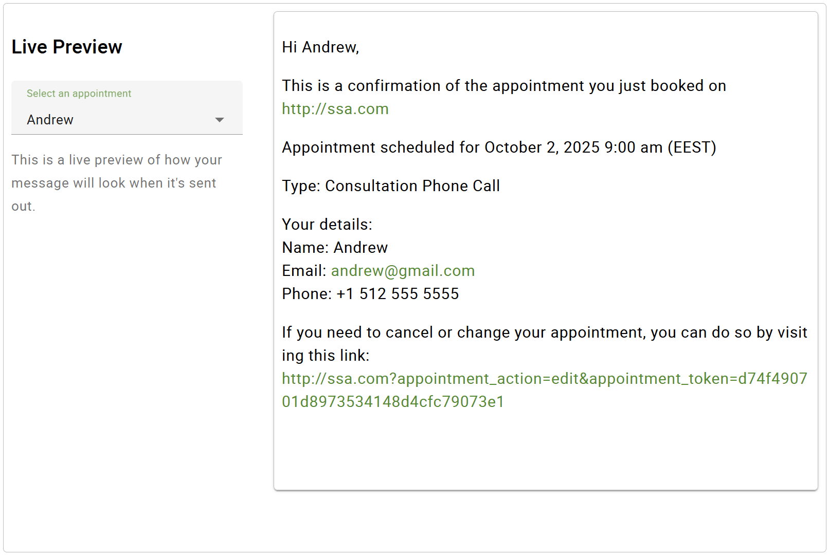 Default Notification Templates - Simply Schedule Appointments