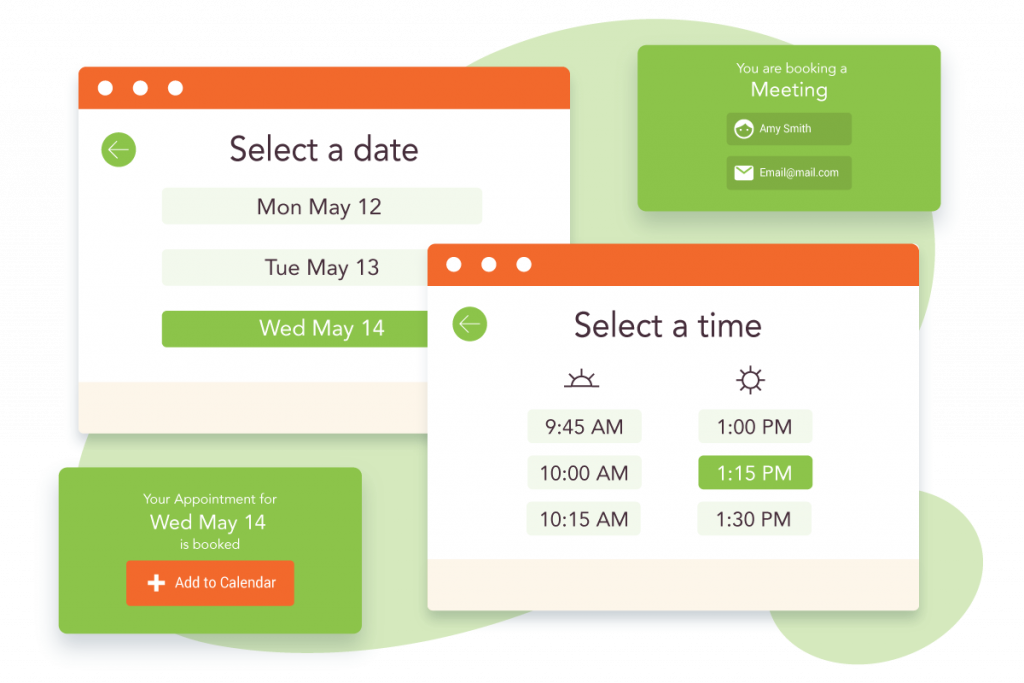 Illustration showing the simplified version of the booking form screens in Simply Schedule Appointments