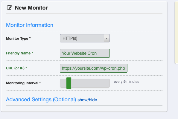 The new monitor editor for Uptime Robot