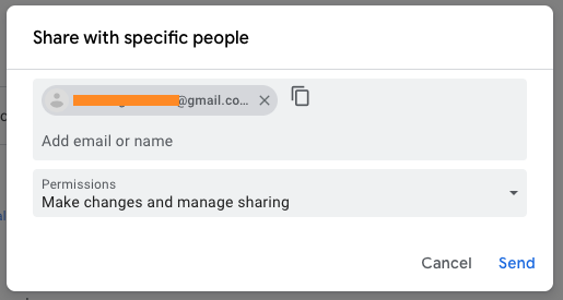 Sharing the calendar with specific people to grant access to help sync employees to Google.