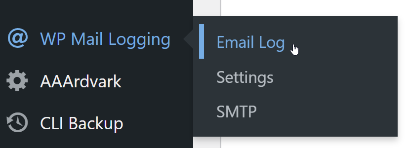 The screenshot displays WP Mail Logging plugin and it's options.