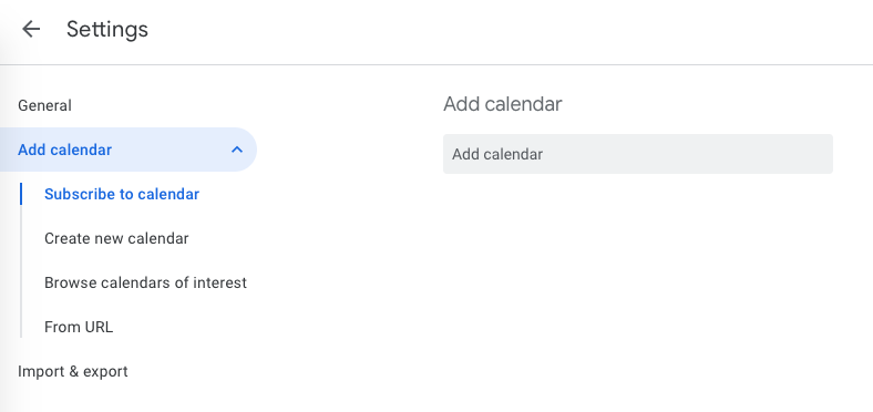 Heading to the "Subscribe to Calendar" page allows the user to "add calendar" so that you can sync employees to Google.