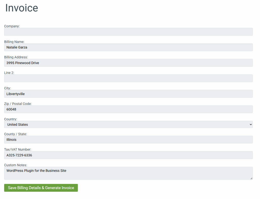 The Business Information Form to Generate Your Invoice