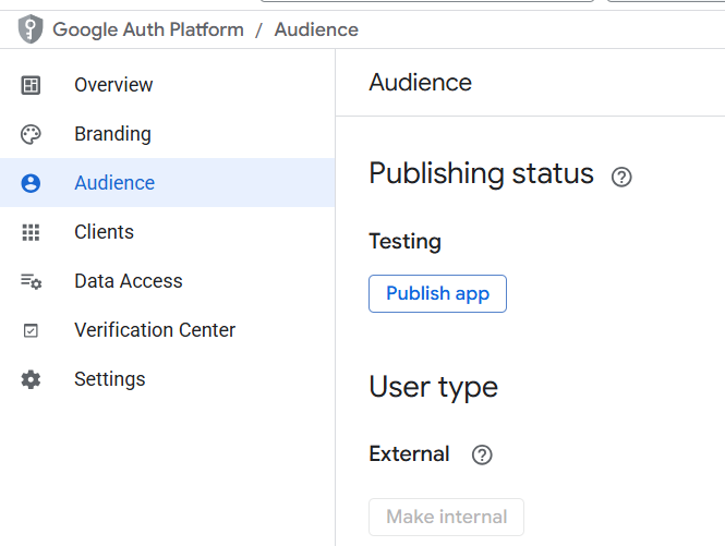 Click on "Publish" App option