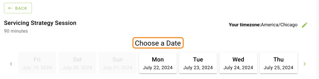 Updated "Select a Date" heading now says "Choose a Date".