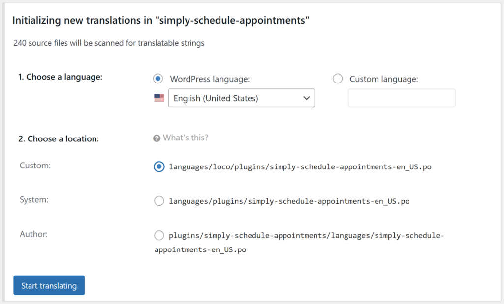 Screenshot depicting how to choose language to change text.