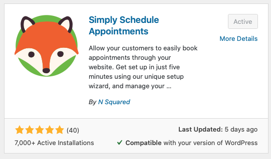 Use the simply schedule appointments plugin to begin booking appointments in less than 5 minutes, setup free Wordpress scheduling plugin in 5 minutes