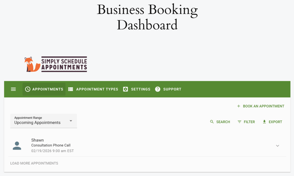 The SSA Admin Dashboard embedded on a Wordpress page
