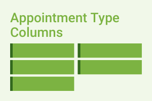 Infographic depicting helpful customization guides for appointment type columns.