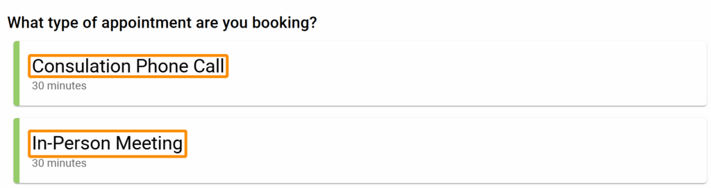 How to change the appearance of the Appointment Type titles.