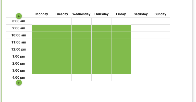 Selecting a generalized availability in the appointment type settings