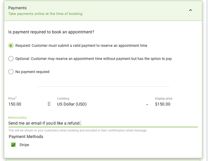An example of how to set up the Payments feature.