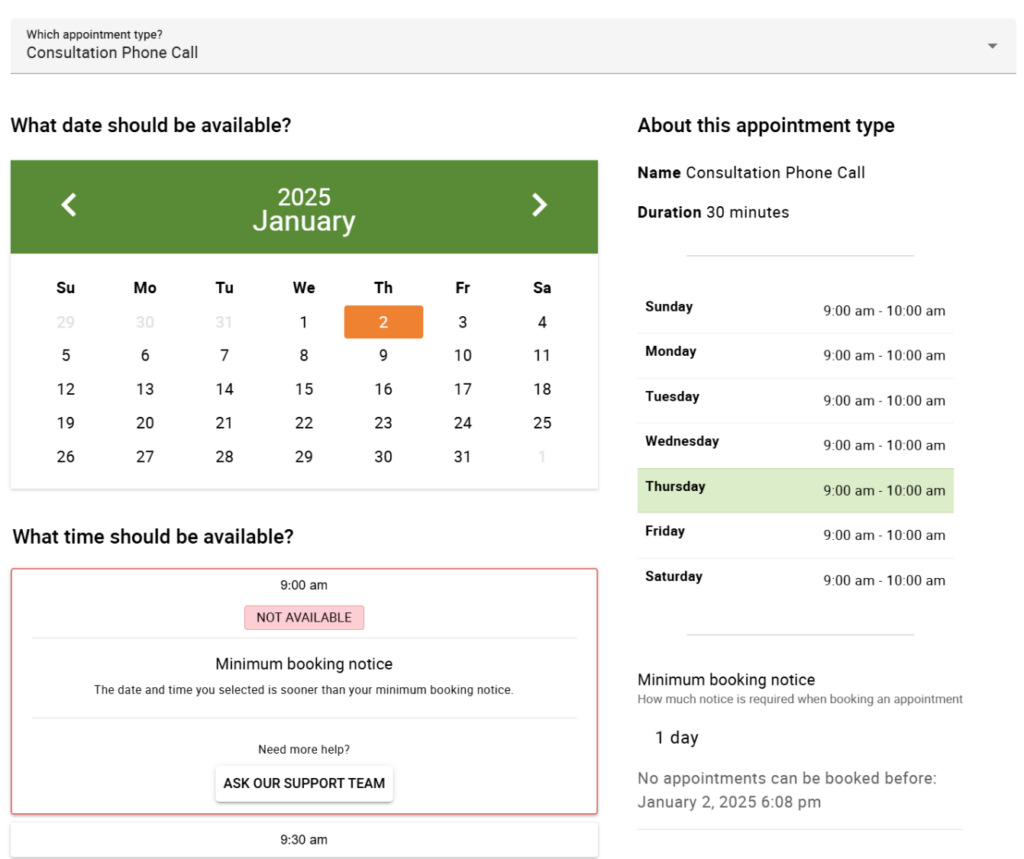 Availability detective showing reason for non-availability