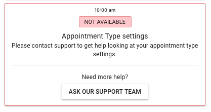 Screenshot depicting an appointment not available.