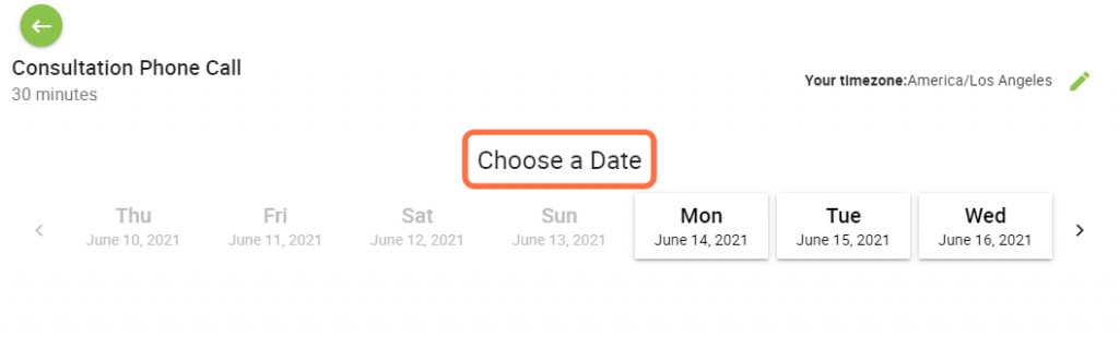 Screenshot depicting translated translation, "Choose a date".