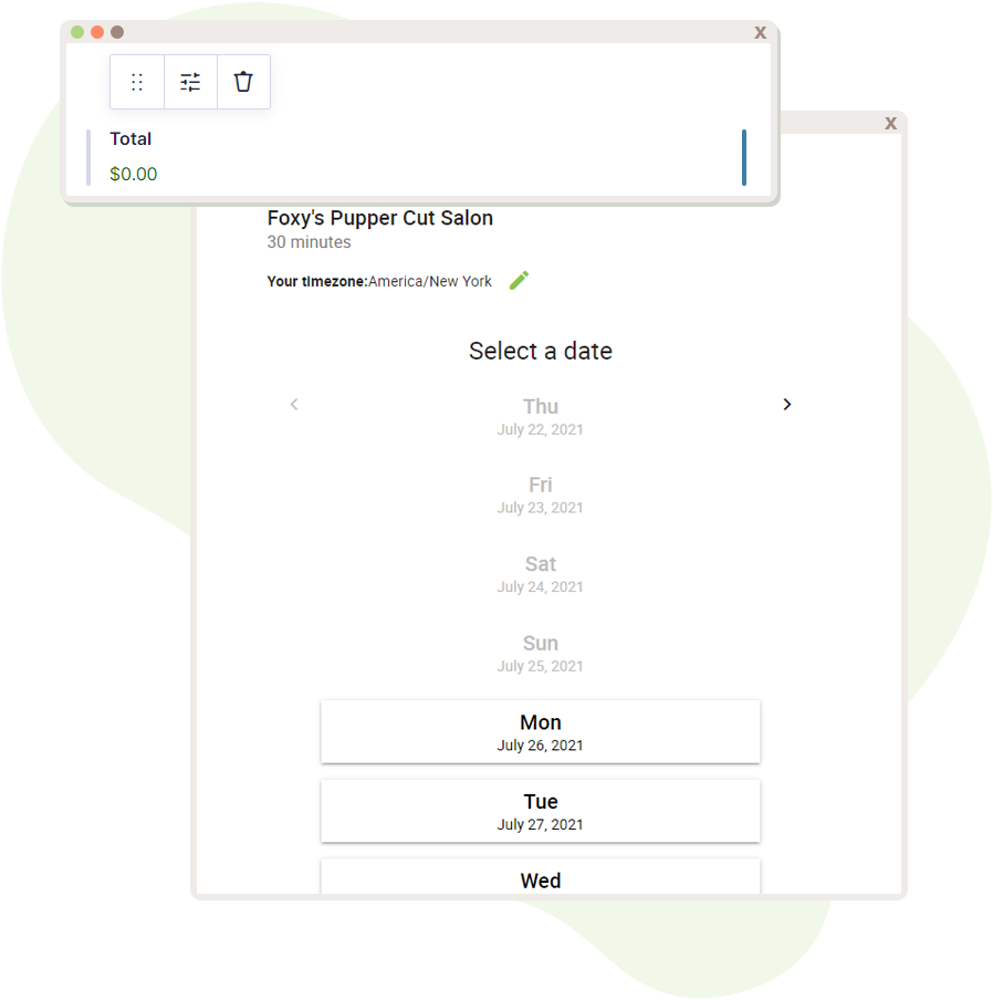 Total field and Appointment Field displayed