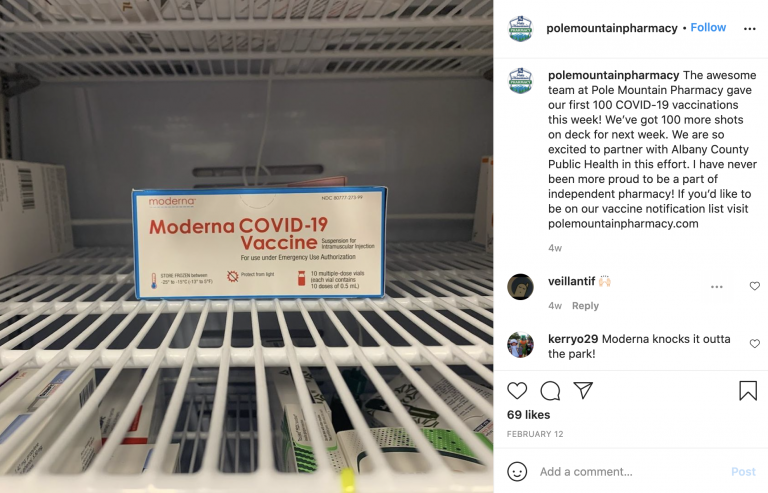Pole Mountain Pharmacy Instagram Post After Successful Day of Booking