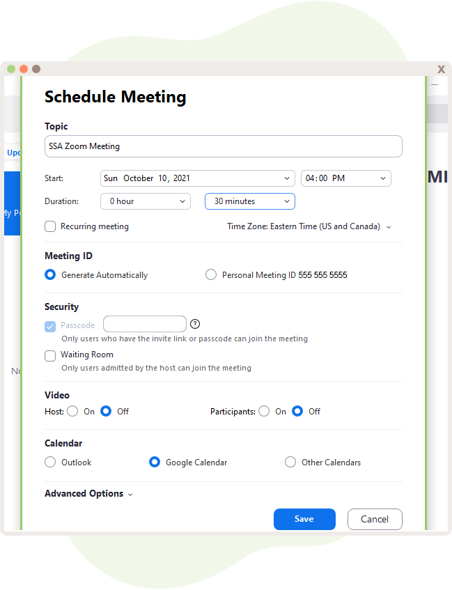 Schedule a Meeting within Zoom