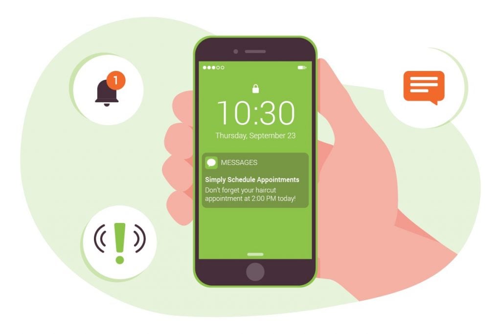 An illustrated example of text reminders for appointments.