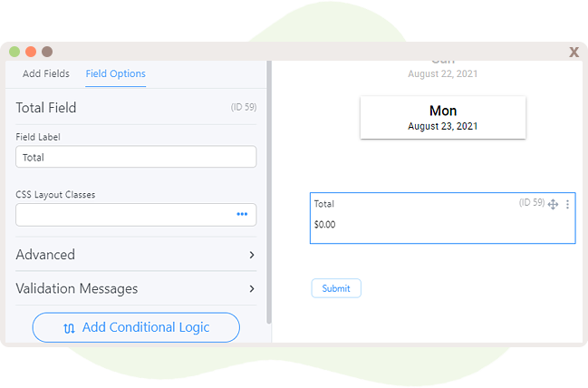 Add Total field to the form to calculate the cost of the appointment booking.