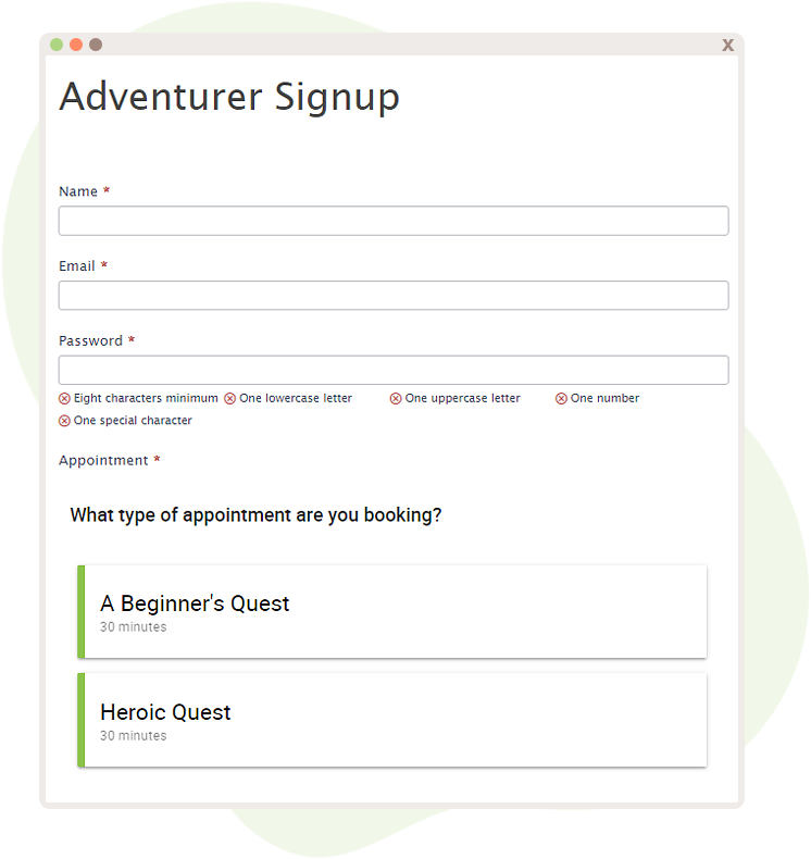 adventurer sign up