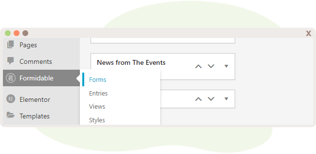 Select Forms within the WP-Admin Dashboard under Formidable