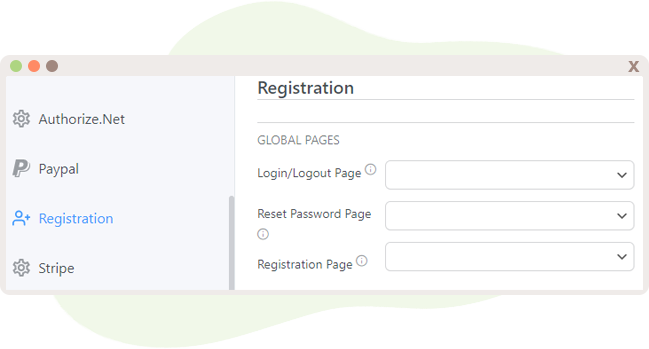 User Registration Options that include special nifty pages.