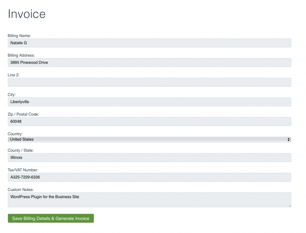 The Business Information Form to Generate Your Invoice