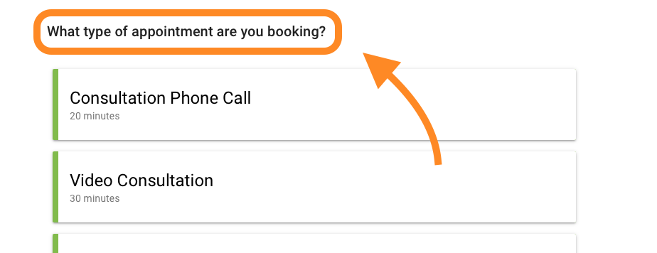 Screenshot depicting the header that the CSS will modify. Hide the booking calendar's header above appointment types.