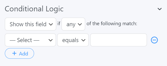 Screenshot depicting an example of Conditional Logic rules.