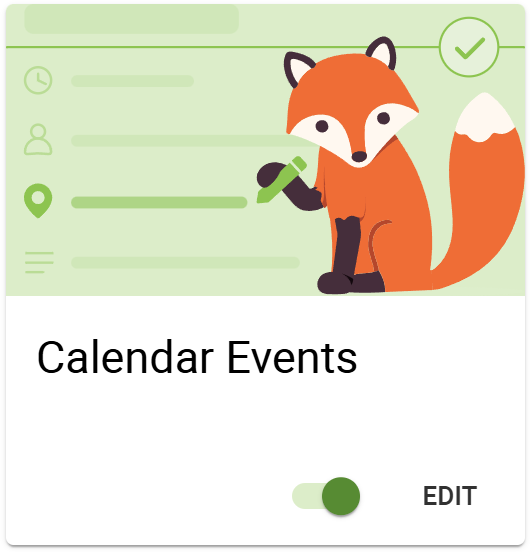 Screenshot of the Calendar Events Settings Card in the SSA Settings page.