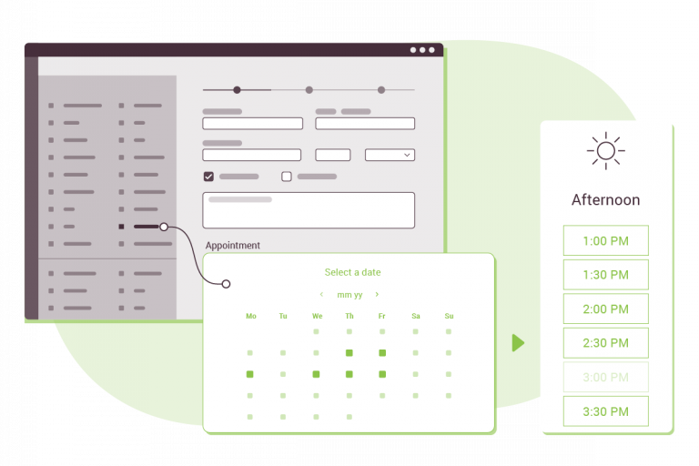 Decorative image showing the drag and drop functionality of Simply Schedule Appointments for Formidable Forms