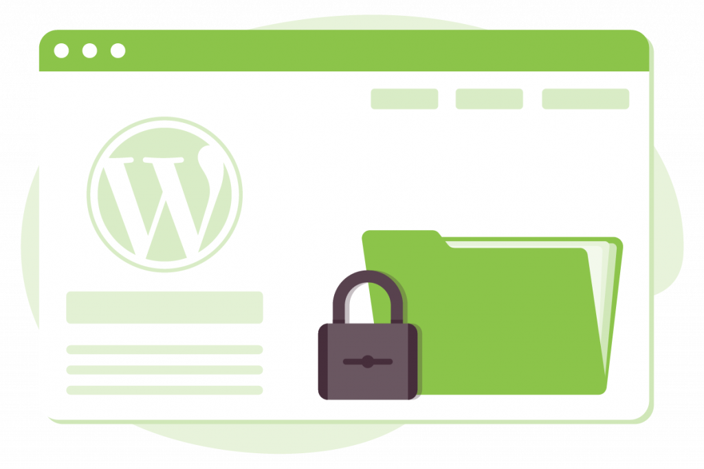 Illustration showing a lock and folder on a WordPress page to represent the benefits of owning the data for your website and clients.