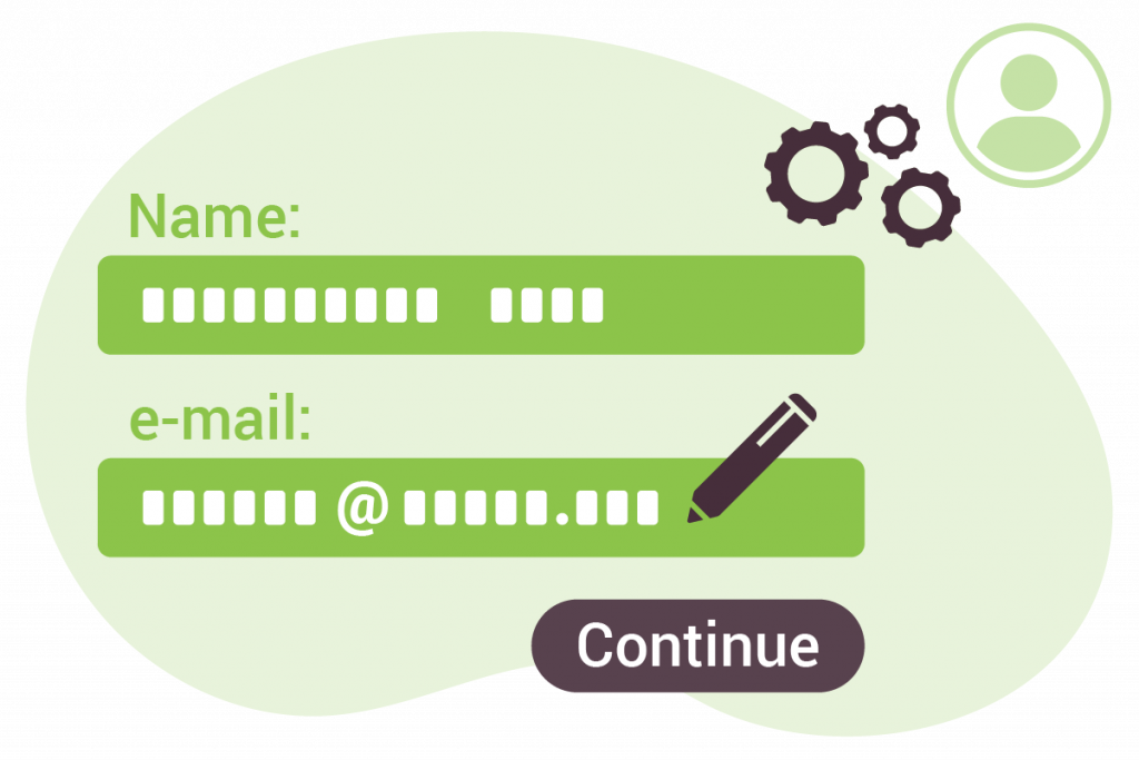 Illustration showing the booking form fields being auto-filled. The booking form can also be customized with custom fields.