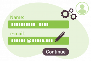 Illustration showing the booking form fields being auto-filled. The booking form can also be customized with custom fields.