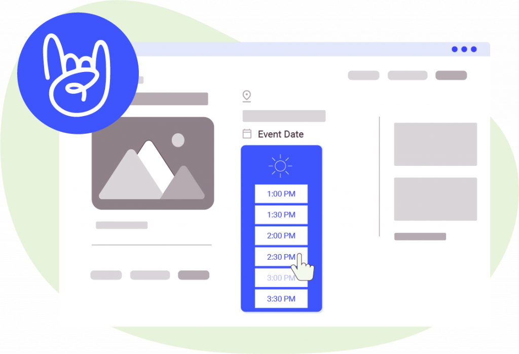 Illustration showing The Events Calendar page displaying the new booking calendar.