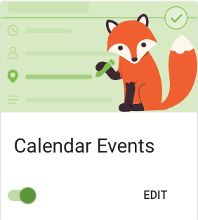 Screenshot of the Calendar Events Settings Card in the SSA Settings page.