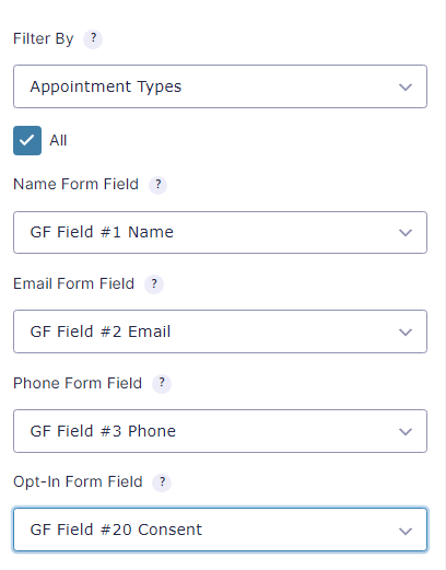 Gravity Forms fields depicting an opt-in form field selected and mapped.