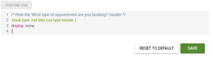 Custom CSS box that allows you to add your own custom styles to the booking calendar.