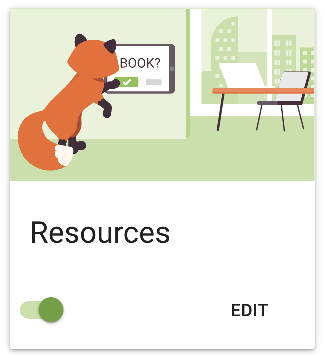 Resources settings card from the booking plugin.