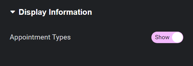 Display Information about the Appointment Types toggle.
