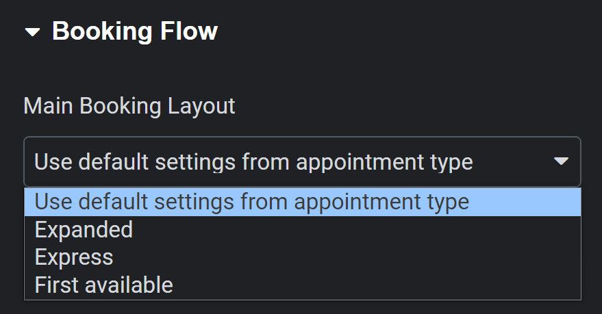 Choosing the Main Booking Layout from the Elementor Module.