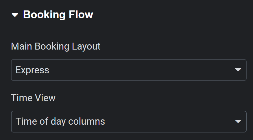 Express Booking Flow layout depicting the Time View option.