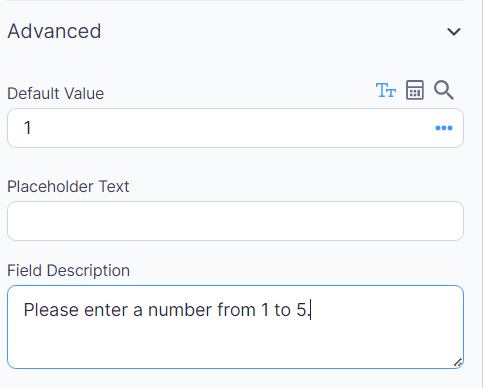 Entering in a field description to the quantity field.